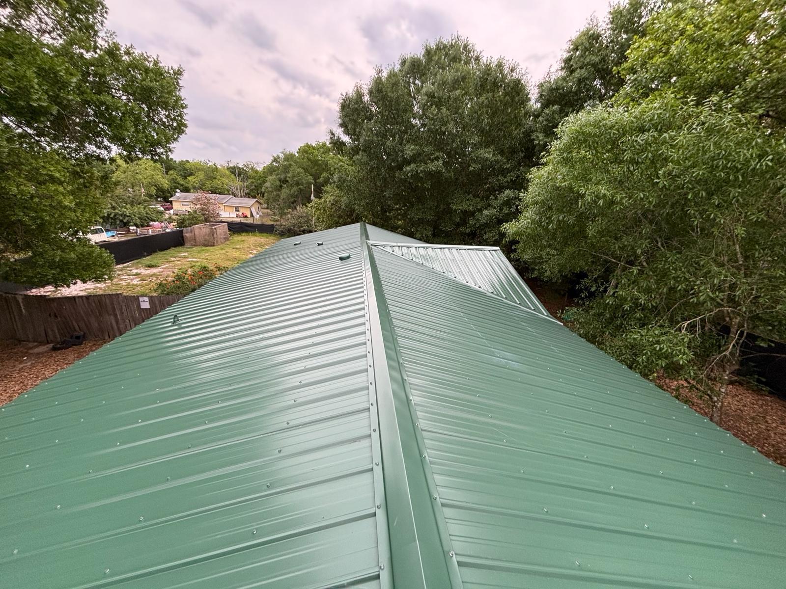 Detailed view of a metal roof structure